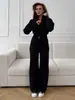 Cross Europe 2026 Otoño/Invierno Nuevo Suéter de Temperamento Simple Versátil Cardigan con Cremallera Pantalones de Pierna Recta Conjunto de Punto