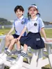 Ropa de jardín de infantes, ropa de primavera y otoño, uniforme de escuela primaria de estilo británico, ropa de clase grupal de juegos infantiles, conjunto de cuatro piezas de primavera y verano