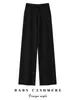 100% Caxemira Pura Feminino Novo Cintura Alta Elegante Casual Versátil Malha Calças de Perna Reta Roupa Externa Calças Longas Calças de Perna Larga