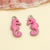 Acero Inoxidable Doble Cara Esmalte Goteo de Aceite Simulado Caballo Marino del Océano Colgante Pendientes DIY Llavero Accesorios de Joyería Materiales