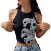 Coletes Sem Manga Novos de Verão Europeus e Americanos Roupas de Exterior de Verão Femininas Estampado Digital Curto Distinto Base Spice Girl Top Feminino