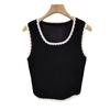 Camisola de punto blanca con tirantes anchos para mujer, verano, nuevo diseño, nicho, estilo francés, top interior, ropa de mujer