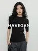Com Camiseta Básica de Tricô Gola Alta Meia-Calça HAVEGAN/para Mulheres, Outono Manga Curta Slim Fit Stretch Camada Base