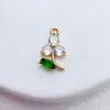 Colgante Individual de Flor Hoja con Microincrustaciones de Circonita, Chapado en Cobre y Oro, Accesorios para Joyería DIY, Pulsera, Material Hecho a Mano