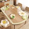 Flor Transparente Ovalado Mantel de Mesa Impermeable y a Prueba de Aceite PVC Vidrio Suave Mantel No Lavable Alfombrilla Protectora de Escritorio Antiescaldante