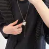 Colar Coração Prata Cristal Branco Estilo Ins Coreano para Mulheres Luxo Leve Titânio de Alta Qualidade Cor Fixa Corrente Clavícula Acessórios
