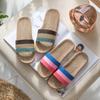Pantuflas de Lino Primavera y Otoño Verano Cuatro Estaciones Hogar Suela Gruesa Paja de Ratán Verano Pantuflas para Hombre y Mujer Hogar Interior Venta al por Mayor