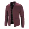 Cardigan de Tricô Masculino Outono e Inverno Forrado com Fleece Cor Sólida Botão Decote V Fabricante de Comércio Exterior Atacado Jaqueta Suéter Masculino