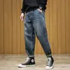 Calça Jeans Cropped Rasgada Masculina Tendência Ins Verão Fina Cor Clara Barra Desfiada Cropped Slim Fit