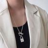 Plata esterlina S925 coreano pequeño candado largo ajuste de hebilla OT pareja ins collar estilo frío cadena para suéter para hombres y mujeres
