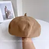 Boina de Lana de Color Sólido Casual y Versátil para Mujer en Otoño e Invierno Cálido Retro Sombrero de Calabaza Casual Elegante Sombrero de Pintor Tendencia