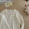 Camiseta Polo de Manga Larga con Estampado de Estrellas Coloridas de Otoño para Niñas FHW, Top Versátil de Moda con Cuello de Muñeca para Primavera y Otoño