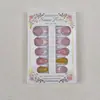 Set de 24 Piezas de Uñas Portátiles de Alta Gama con Diseños Florales Coloridos en Degradado 3D, Uñas Postizas de Longitud Media en Forma de Almendra