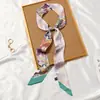 Bufanda de Seda Retro Francesa Primavera y Otoño para Mujer Lazo Largo para Bolso Cinta Flor de Lazo Estilo Extranjero Moda Diadema Larga Pequeña