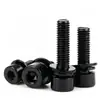 Tornillo de Máquina Combinado Hexagonal de Cabeza Cilíndrica Negra con Arandela Plana de Combinación Triple Tornillo Combinado de Cabeza de Copa Zinc Negro en Stock