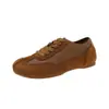 Tênis feminino retrô estilo alemão 2026 novo modelo, antiderrapante, cano baixo, bico redondo, estilo casual, sola macia, com cadarço, sapatos casuais esportivos versáteis
