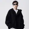 Ropa de punto con capucha de color liso estilo Hong Kong para hombre, Otoño e Invierno, Sudadera con capucha de corte limpio, Ropa de punto guapa para hombre