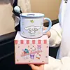Taza de cerámica de dibujos animados Sanrio para uso doméstico, taza de leche linda y creativa para niños, taza abierta para estudiantes