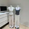 Pantalones de Encaje Holgados 4.0 Rectos Estrechos de Punto Casuales para Mujer de Seda Relajados 2025 Nuevo Estilo Pantalones Largos Florales Grises