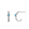 Pendientes Trenzados de Línea Geométrica de Plata de Ley S925 Retro para Mujer Ins Joyería para Orejas de Anillo de Turquesa Simple Europea y Americana