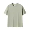 Primavera y verano Nuevo 230g hombro algodón puro color liso manga corta camiseta hombres y mujeres moda cuello redondo base lisa camiseta venta al por mayor