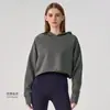 Sudadera con capucha corta de cintura alta para mujer para Otoño/Invierno, Chaqueta Deportiva Casual para Yoga al Aire Libre y Fitness