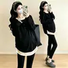 Roupa de maternidade, novo estilo outono/inverno, design de duas peças, adequado para gravidez e amamentação, camada base versátil, tamanho grande, cobre a barriga, camiseta da moda