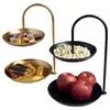 Plato de fruta de lujo ligero de estilo nórdico, plato de dulces de doble capa, tienda de celebridades de Internet, bandeja creativa moderna para refrigerios de sala de estar en el hogar