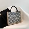 Bolsa de Compras de Malla de Gran Capacidad para Mujer 2025 Nuevo Estilo Coreano de Moda Ins Bolso Tote de Hombro para Estudiante Universitario para Mujer