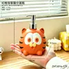 Botella dispensadora de loción tipo prensa de gato Garfield Q-Cute, Botella dispensadora de jabón de manos para baño, Botella rellenable, Botella dispensadora de líquido para lavar platos de cocina