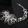 Accesorios para el Cabello Hechos a Mano para Novias Forma de Flor Perla de Cristal Trenzado Diadema Cadena de Cabello Suave Accesorios de Boda Accesorios para el Cabello Venta al por Mayor