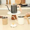 Bule de Aço Inoxidável 304 para Café Pour-Over com Cabo de Madeira para Uso Doméstico e em Cafés, Bico Fino Bico Longo Bule pour-over para Café Filtrado