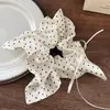 Popular scrunchie de lunares color crema con moño y pañuelo cuadrado, accesorio para el cabello elástico suave de alta gama, en stock