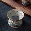 Juego de té Kung Fu para uso doméstico, tetera con filtro cerámico individual, azul y blanco con rojo piedra de fuego, tetera con diseño de paisaje pintado a mano bajo vidriado