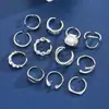 Anillo Abierto Geométrico Irregular de Arco Nuevo Europeo y Americano Transfronterizo Nicho Elegante Creativo para Dama Set de Mano 8 Piezas