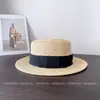 Chapéu de Sol de Palha com Tira Simples Estilo Zhang Ziyi para Mulheres Verão Palha Chapéu de Sol Chapéu Plano Versátil Chapéu de Sol Tendência