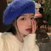 Boina de Punto de Mohair para Mujer, Otoño e Invierno, Circunferencia de Cabeza Grande, Boina de Pintor, Gorro Cálido, Estilo Coreano de Invierno, Versátil y de Tacto de Alta Gama