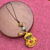 Pingente Criativo Antigo Dourado Vazado Vermelho da Sorte Pingente de Chaveiro de Carro para Homens e Mulheres