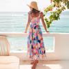 Moda Transfronteriza Verano 2026 Nuevo Estilo para Mujer Chica Popular Vestido de Rayón/Estampado Europeo y Americano con Tirantes Off-Shoulder en Múltiples Colores