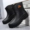 Botas de Lluvia para Hombre para Uso Exterior, Antideslizantes, Impermeables, Botas de Lluvia Cortas de Moda, Zapatos de Goma Resistentes al Desgaste de Suela Gruesa, Zapatos de Agua para Día Lluvioso de Cocina y Pesca