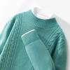 Suéter de cuello medio alto para hombre, de siete pines, engrosado, 100% lana pura, con flores torcidas, para otoño e invierno, nuevo, de manga larga.