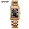 Reloj de Pareja Sanda Live Hot Reloj Cuadrado Vintage de Cuarzo Resistente al Agua Escala Romana Relojes para Hombre y Mujer