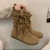 Botines Birkenstock Retro Maillard con Flecos para Mujer 2026 Nuevo Otoño Versátiles Adelgazantes Botas Martin Más Vendidas Botas Caídas