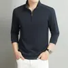 Camiseta de manga larga para hombre con cuello alto y media cremallera, nueva de otoño 2026, jacquard, estilo old money, casual, transpirable