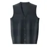 Colete de tricô masculino transfronteiriço, suéter casual sem mangas com gola V e padrão losango, colete masculino espesso de mistura de lã
