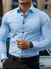 Camisa de vestir para hombre de corte cruzado muscular, ropa de trabajo profesional sin arrugas, camisa transpirable de manga larga antiarrugas