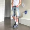 Shorts Jeans de Verão Masculinos Estilo Japonês Retrô Lavagem Antiga Marca Moderna Solto Reto High Street Casual Calças Hip