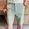 Pantalones Cortos de Hielo Waffle para Traje de Hombre Verano Delgados de 5 Puntos Casuales Pantalones de Vestir Corte Ajustado Pantalones Cortos de Cinco Puntos para Hombre