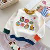 Ropa Infantil Estilo Japonés en Stock Otoño Nuevo Sudadera Patchwork de Animales de Dibujos Animados Manga Larga Moderna 9016