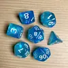 Juego de Dados Poliedros D&D con Patrón de Mármol, Color Mixto Transparente D4D6D8D10D12D20 Caras, Coc, Juego de Mesa, Juego de Siete Piezas